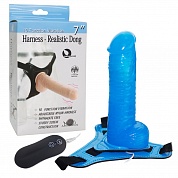  7" harness realistic dong blue 92009bluehw  -