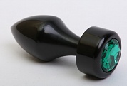 анальная пробка металл черная с зеленым стразом 7,8х2,9см 47440-6mm в секс-шопе