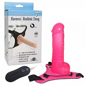  7" harness realistic dong pink 92009pinkhw  -